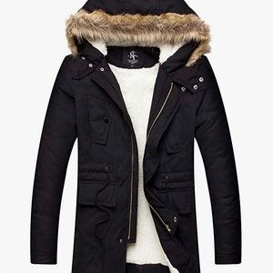 NITAGUT Men's Hooded Faux Fur Lined Outwear Winter Jacket 2xl